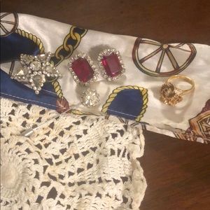 Vintage Jewelry: brooch, hat pin, + ring